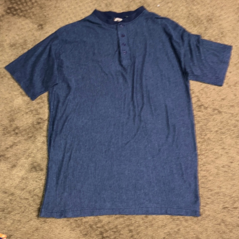 Saratoga golf short sleeve shirt blue pin stripe 4 buttons down front XL…